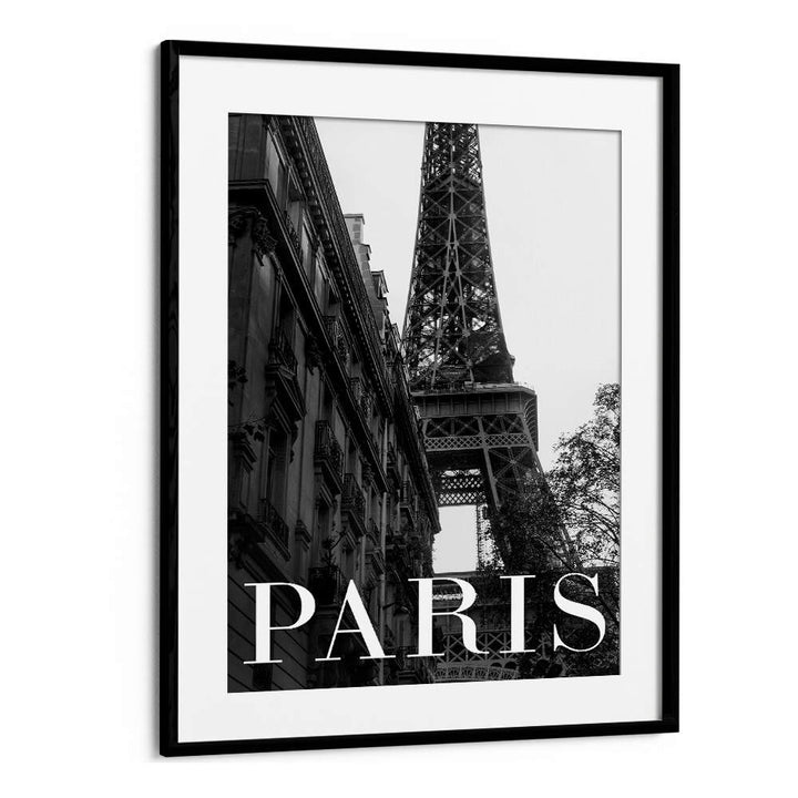 Stylish PARIS TEXT I, TRAVEL POSTERS featuring the iconic Eiffel Tower, perfect for home decor lovers.