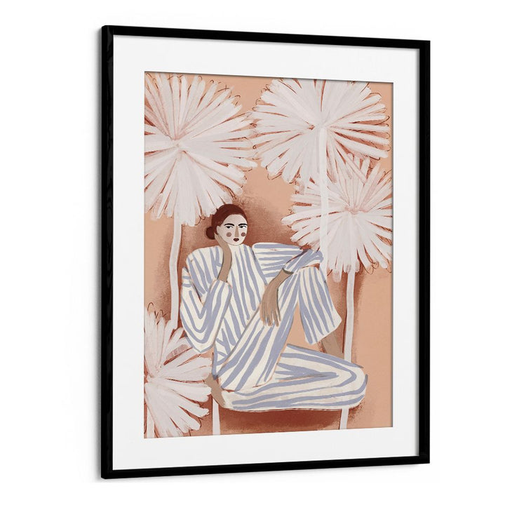 PEACEFUL WOMAN AMONG LEAVES