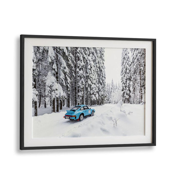 Stunning PORSCHE 911 II, PHOTOGRAPHY PRINTS showcasing the car in a snowy forest, perfect for any automotive enthusiast.