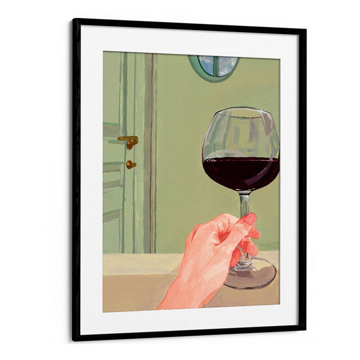 Elegant hand holding a wine glass, capturing the essence of QUALITY TIME, BAR & CAFE ART for memorable moments.