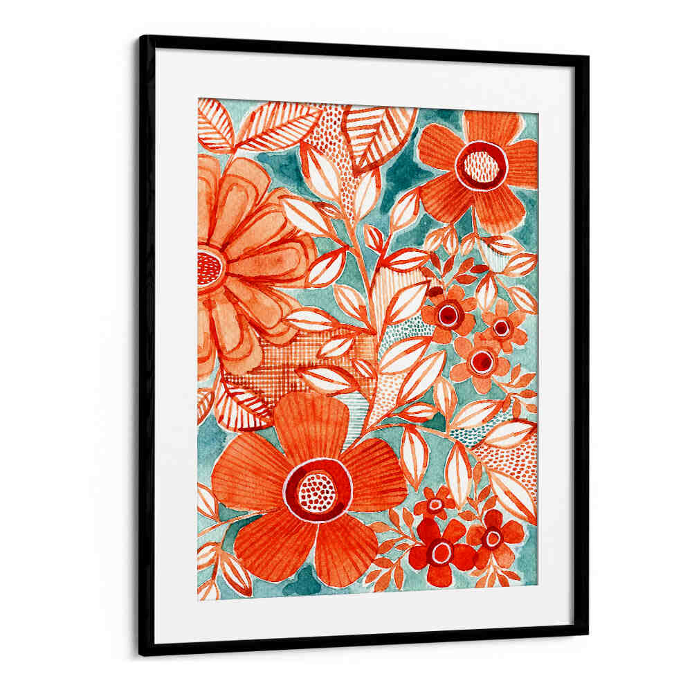 RED DAISIES WITH AQUA