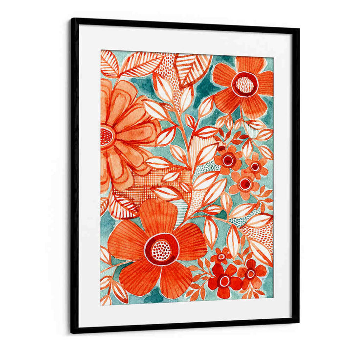 RED DAISIES WITH AQUA