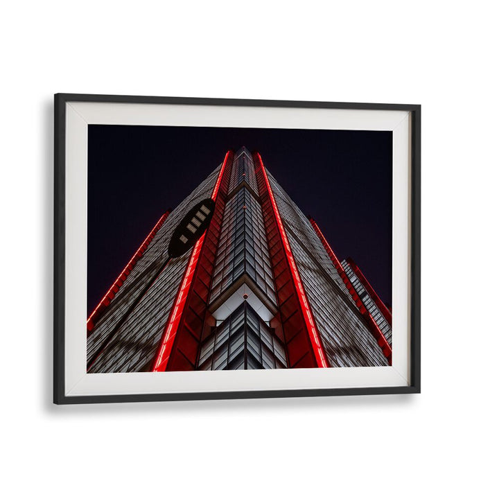 Elevate your space with RED LINE, PHOTOGRAPHY PRINTS showcasing stunning urban architecture in vibrant red hues.