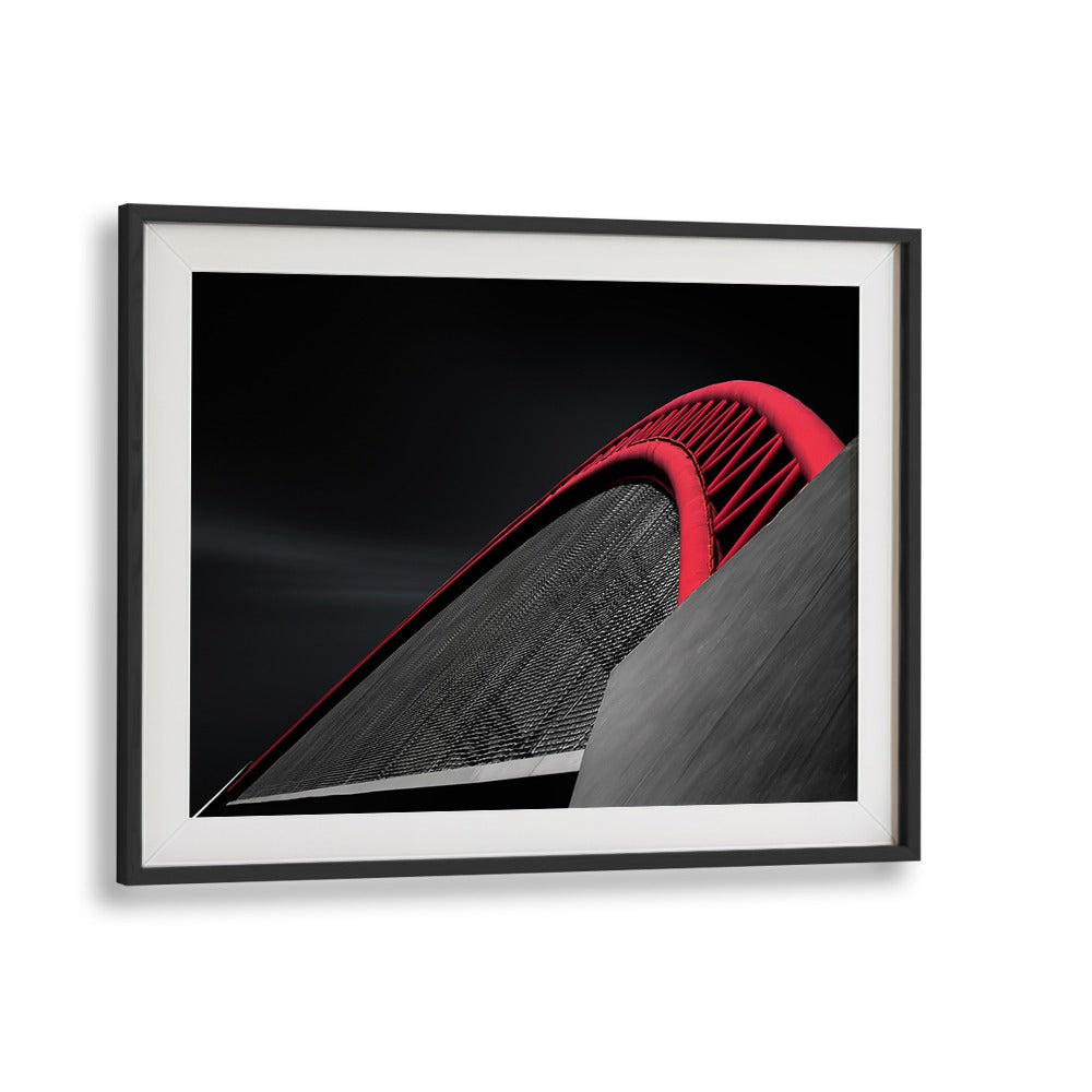Stunning RED PARABOLA photography prints showcasing a modern architectural design, perfect for enhancing your space.