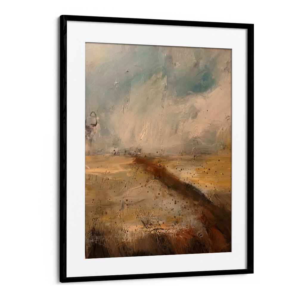 Abstract ROAD, LANDSCAPE PAINTINGS showcasing earthy tones and a serene sky, perfect for enhancing your space.