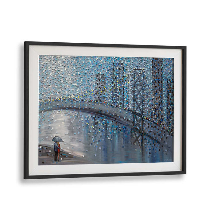RAINY DATE WITH THE BRIDGE VIEW , MODERN IMPRESSIONISM PAINTINGS