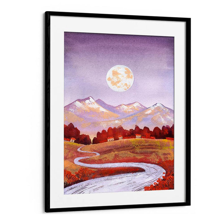Serene landscape featuring a full moon in purple hues, perfect for your home decor. Explore FULL MOON PURPLE, LANDSCAPE PAINTINGS.