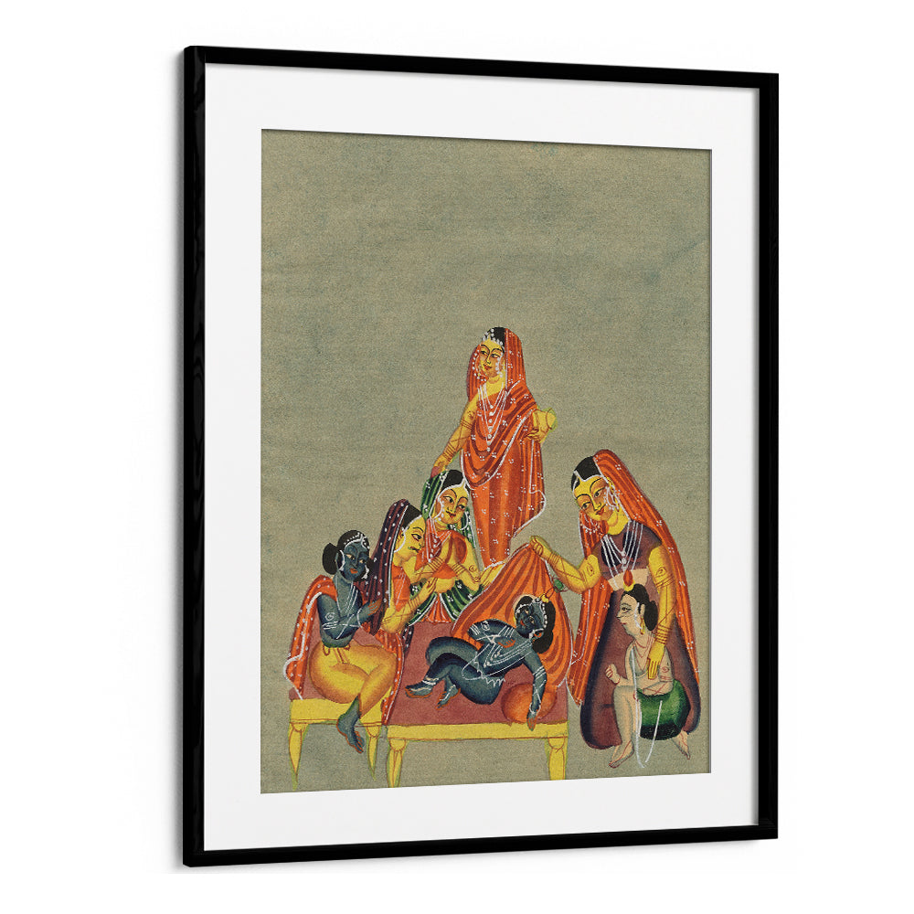 WORSHIP OF THE INFANT KRISHNA , INDIAN ART PAINTINGS