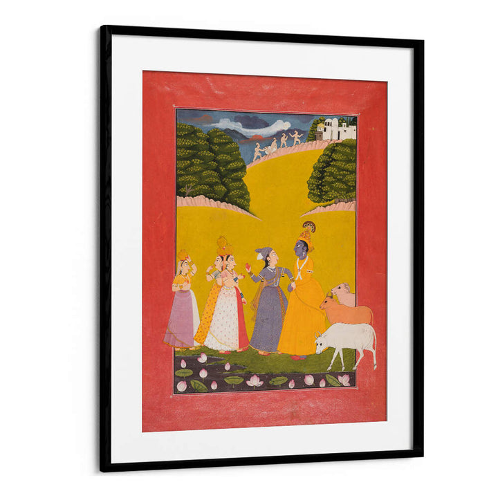 KRISHNA AMONG THE GOPIS , INDIAN ART PAINTINGS
