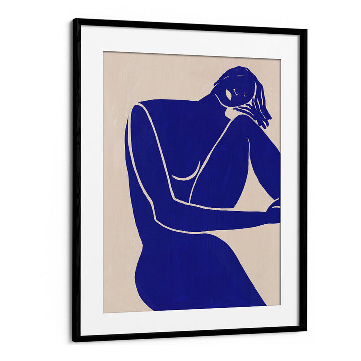 MINIMALIST BLUE SILHOUETTE FIGURE , PORTRAITS & FIGURATIVE ILLUSTRATIONS