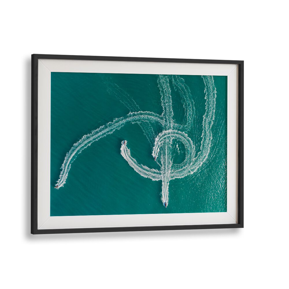 Dynamic aerial view of high-speed boats showcasing the thrill of SPEEDBOAT SYMPHONY, PHOTOGRAPHY PRINTS collection.