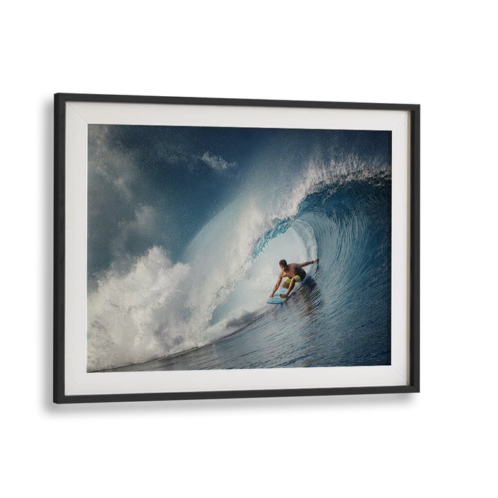 Stunning landscape photography print, THE TUBE, showcases the iconic waves of Teahupo for surf enthusiasts.