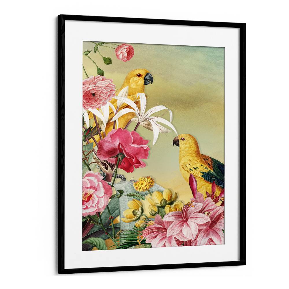 TROPICAL PARROTS AND FLOWERS