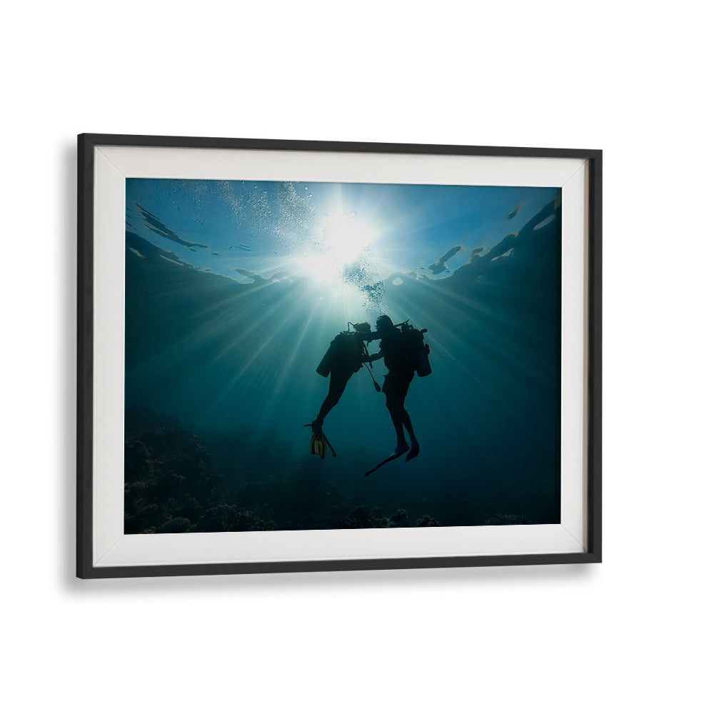 Underwater scene showcasing divers, perfect for your home. Explore TRUST ME, PHOTOGRAPHY PRINTS for stunning art.