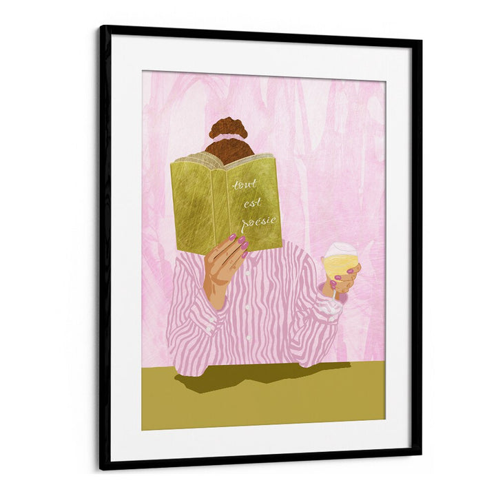 Stylish TOUT EST POESIE, FASHION POSTERS featuring a woman reading artfully designed for modern home decor elegance.