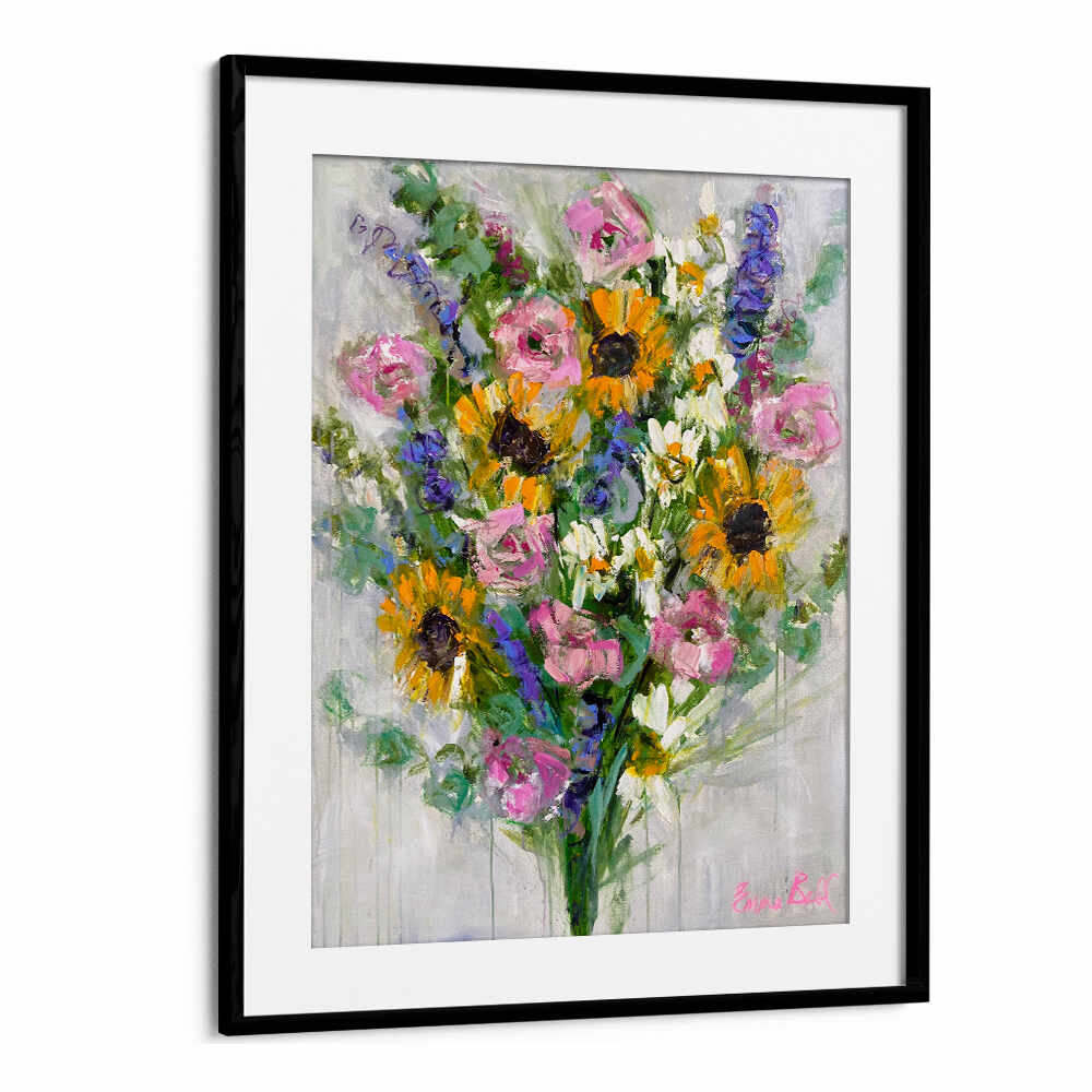 Vibrant Sunflowers Bouquet, floral flower paintings showcasing abstract beauty and bold colors for wall decor.