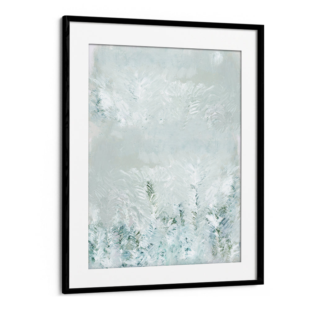 Serene WINTER WHITE FOREST II, ABSTRACT PAINTINGS, showcasing a tranquil snow-covered woodland scene. Perfect for your decor.