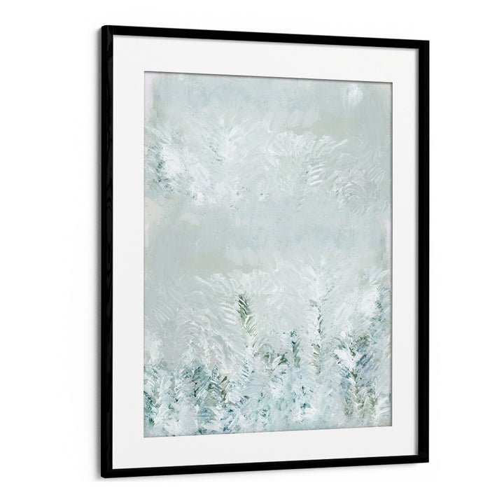 Serene WINTER WHITE FOREST II, ABSTRACT PAINTINGS, showcasing a tranquil snow-covered woodland scene. Perfect for your decor.