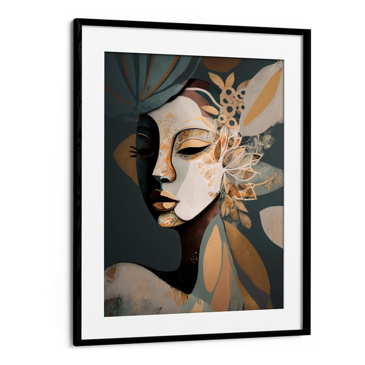 WOMAN FACE PORTRAIT WITH FLORAL ELEMENTS III , PORTRAITS & FIGURATIVE ILLUSTRATIONS