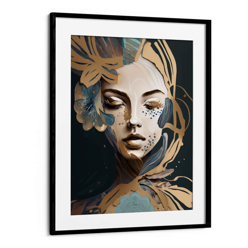 WOMAN FACE PORTRAIT WITH FLORAL ELEMENTS II , PORTRAITS & FIGURATIVE ILLUSTRATIONS