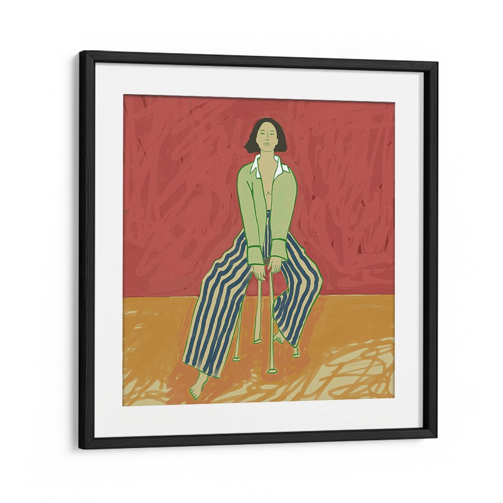 WOMAN IN STRIPED PANTS