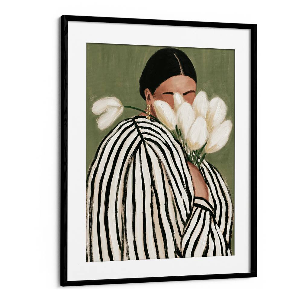 STRIPED WOMAN WITH TULIPS