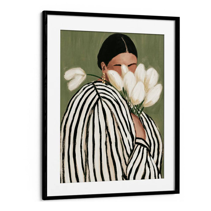 STRIPED WOMAN WITH TULIPS