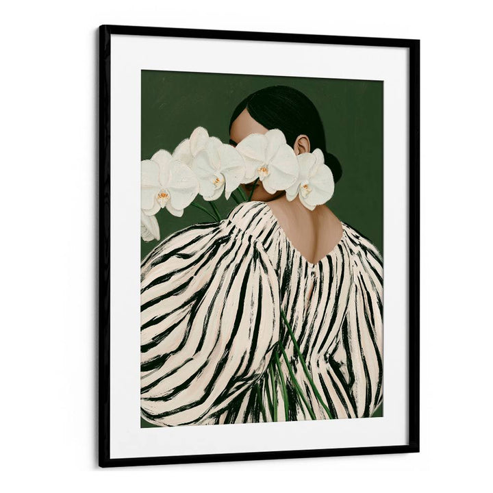 WOMAN WITH WHITE ORCHIDS