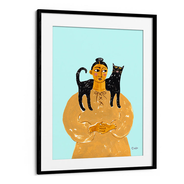 WOMAN WITH CAT , PORTRAITS & FIGURATIVE ILLUSTRATIONS