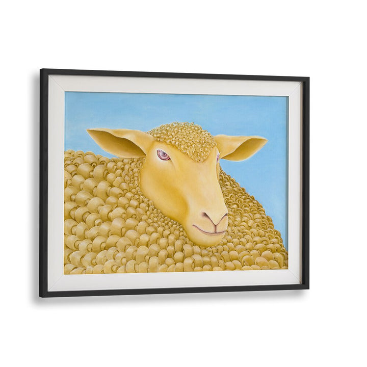 Charming WOOLLY MUNDANE, ANIMAL PAINTINGS feature a textured sheep portrait, perfect for art enthusiasts.