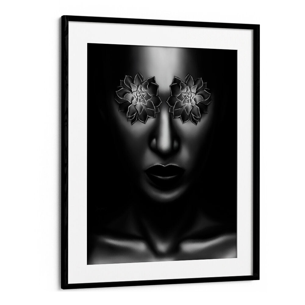 Bold black and white artwork featuring floral motifs, perfect for modern decor. Discover YEUX FLEUR, POP ART PAINTINGS.