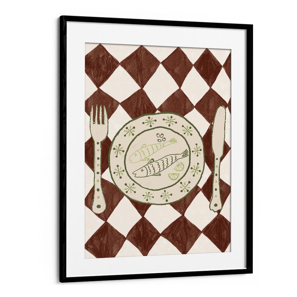 Elegant DINNER, KITCHEN POSTERS featuring a plate and utensils, perfect for enhancing your dining space.