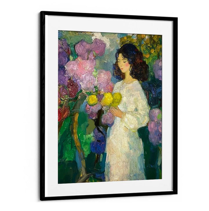 Enchanting GIRL IN THE GARDEN art piece, showcasing beauty and nature, perfect for enhancing any space.
