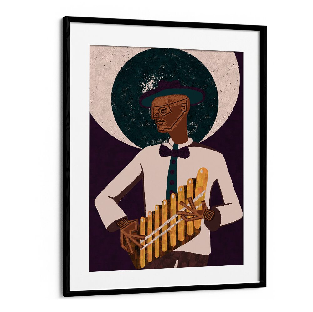 Stylish MUSICIAN GUY VI, MOVIE POSTERS featuring a musician with pan flute, perfect for artists' collections.