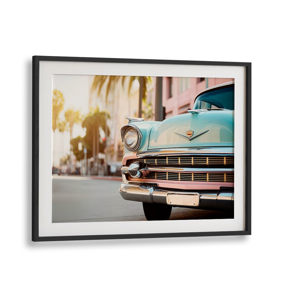 Classic car in vibrant colors highlighting VINTAGE VIBES, CAR POSTERS for a nostalgic home decor touch.