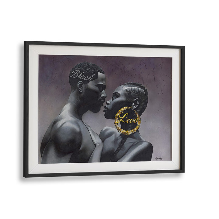 Elegant BLACKLOVE, AFRICAN ART PAINTINGS showcase a powerful connection between two figures in a sophisticated design.