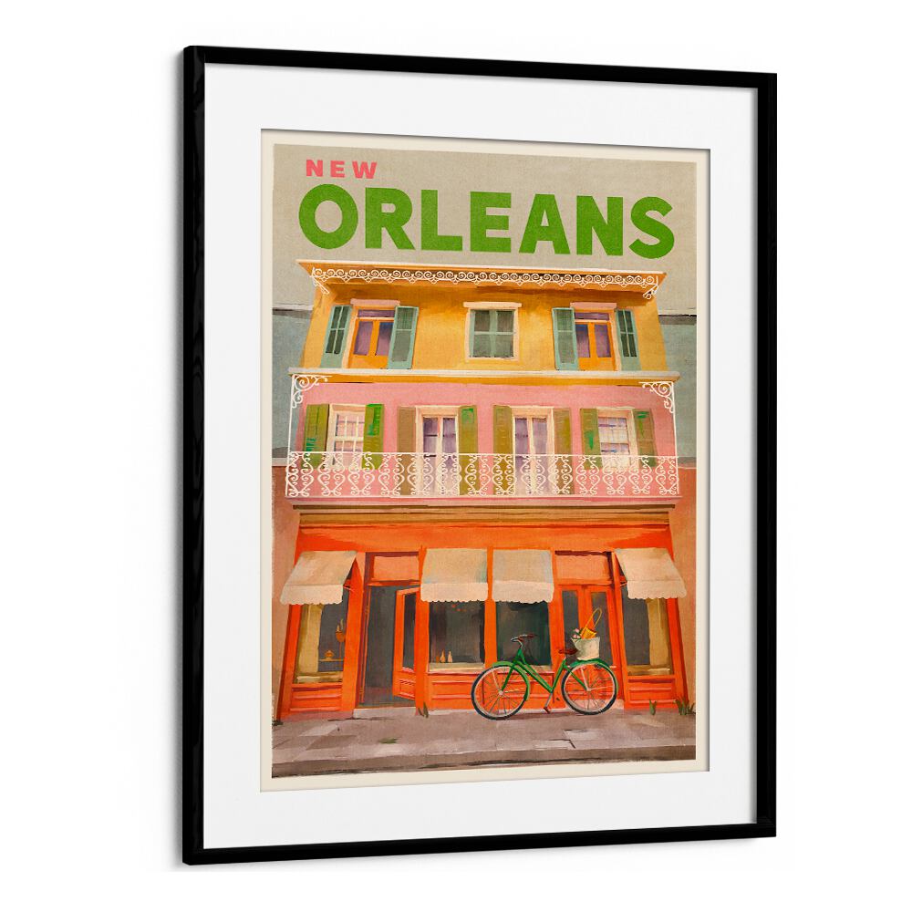 Vintage travel poster showcasing vibrant New Orleans Louisiana, perfect for home decor. Ideal for travel enthusiasts.