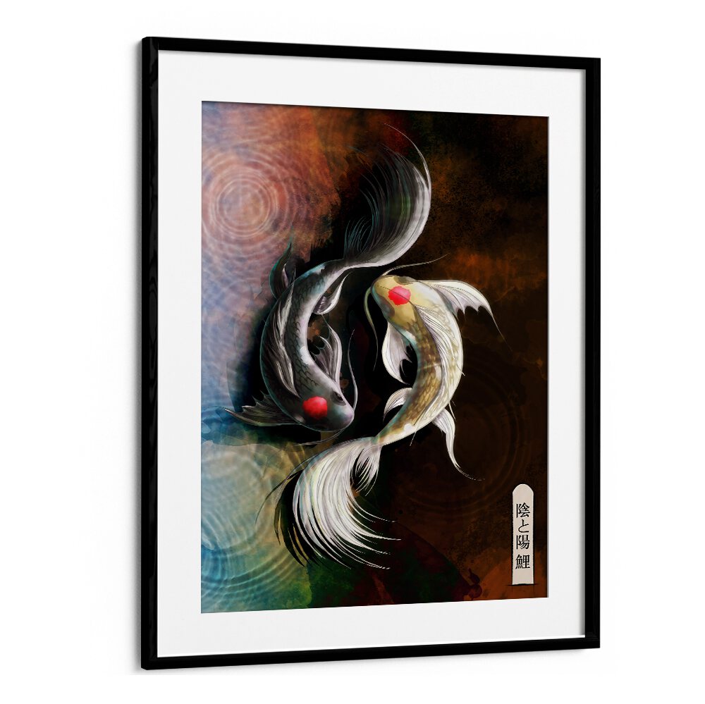Elegant DARK KOI, JAPANESE PAINTINGS showcase stunning koi fish in vibrant colors, perfect for any art lover.
