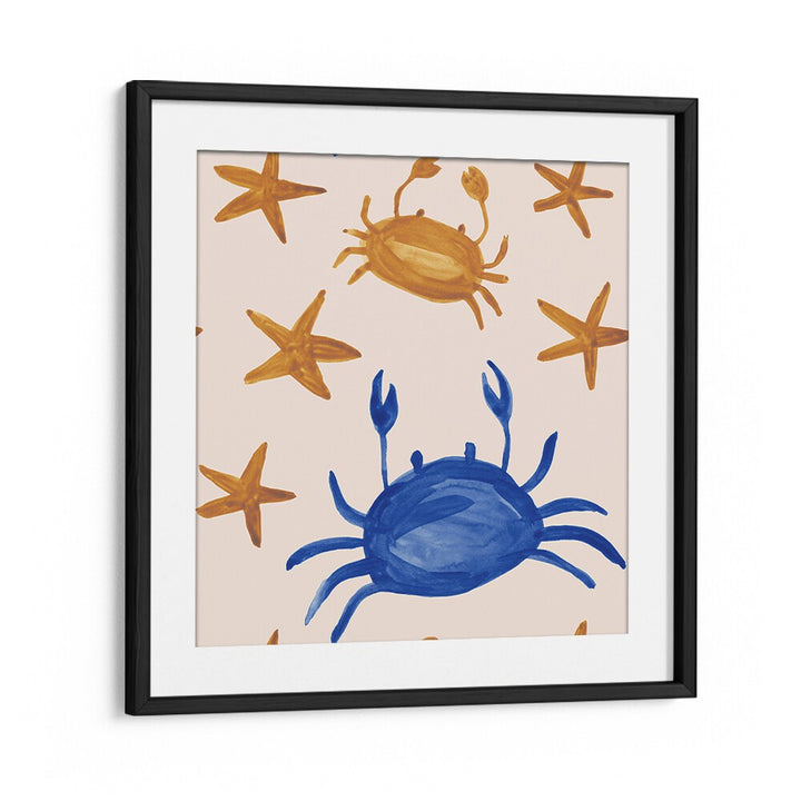 Vibrant WATERCOLOUR TILE XI, KIDS ROOM PAINTINGS featuring crabs and stars, perfect for beach-themed decor.
