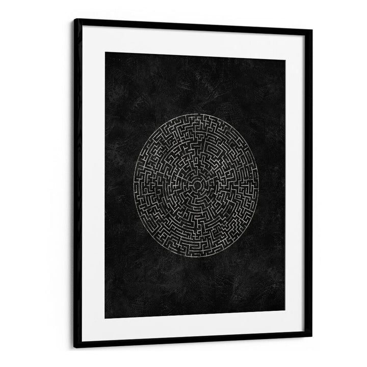 Elegant CIRCULAR JOURNEY MAZE, GEOMETRIC ART PRINTS perfect for modern spaces, showcasing intricate design and bold shapes.