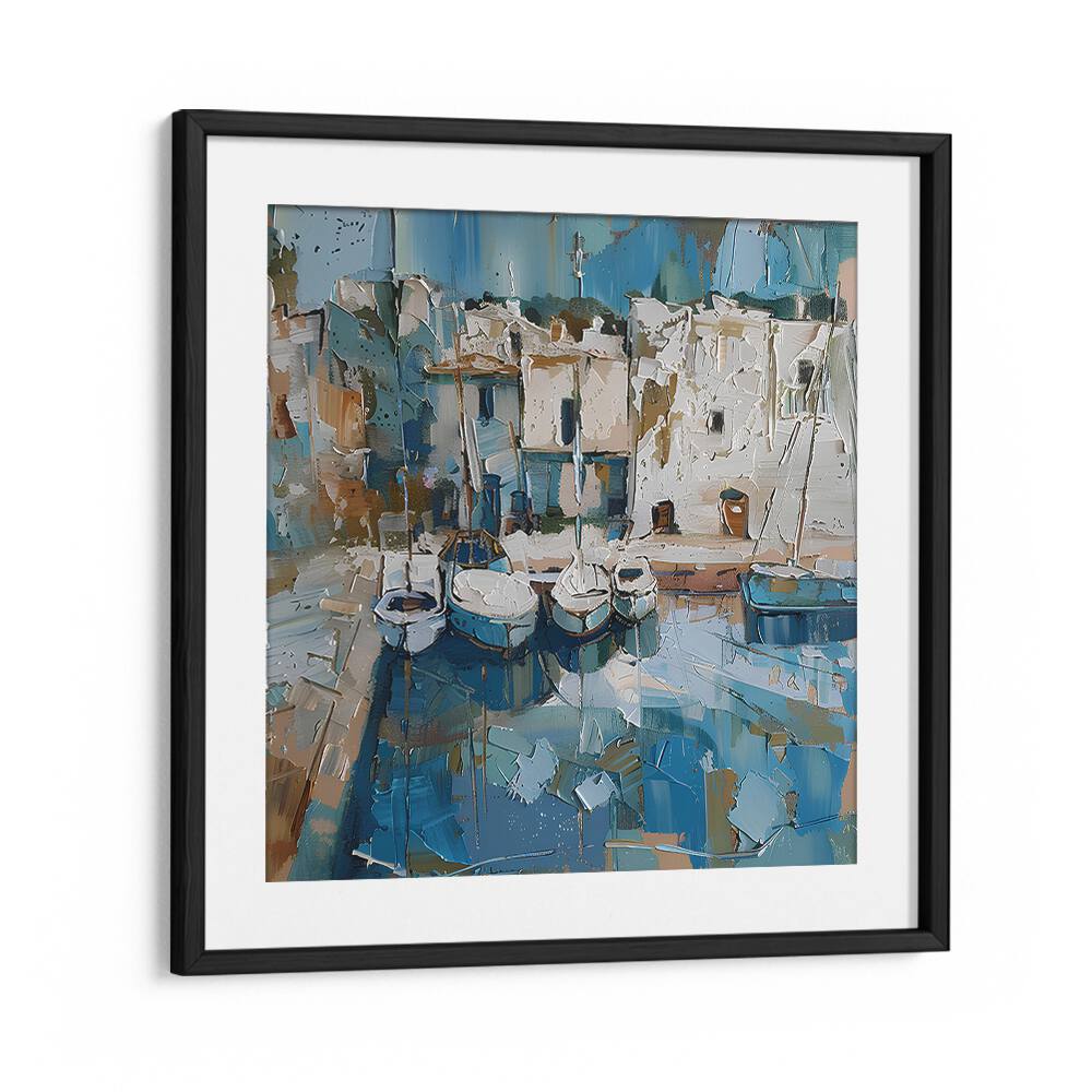 Captivating artwork featuring serene boats in the harbor, perfect for enhancing your space with BOATS IN THE HARBOR MALLORCATHERAPY.