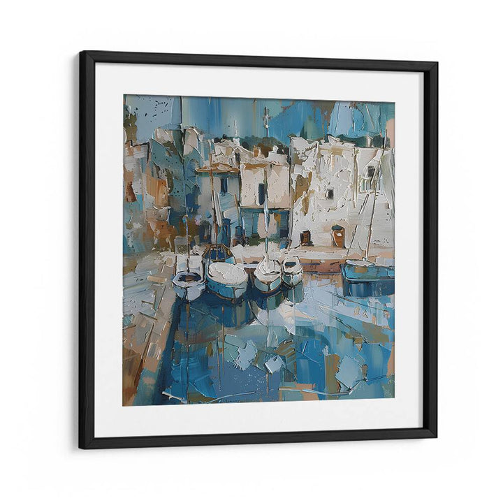 Captivating artwork featuring serene boats in the harbor, perfect for enhancing your space with BOATS IN THE HARBOR MALLORCATHERAPY.