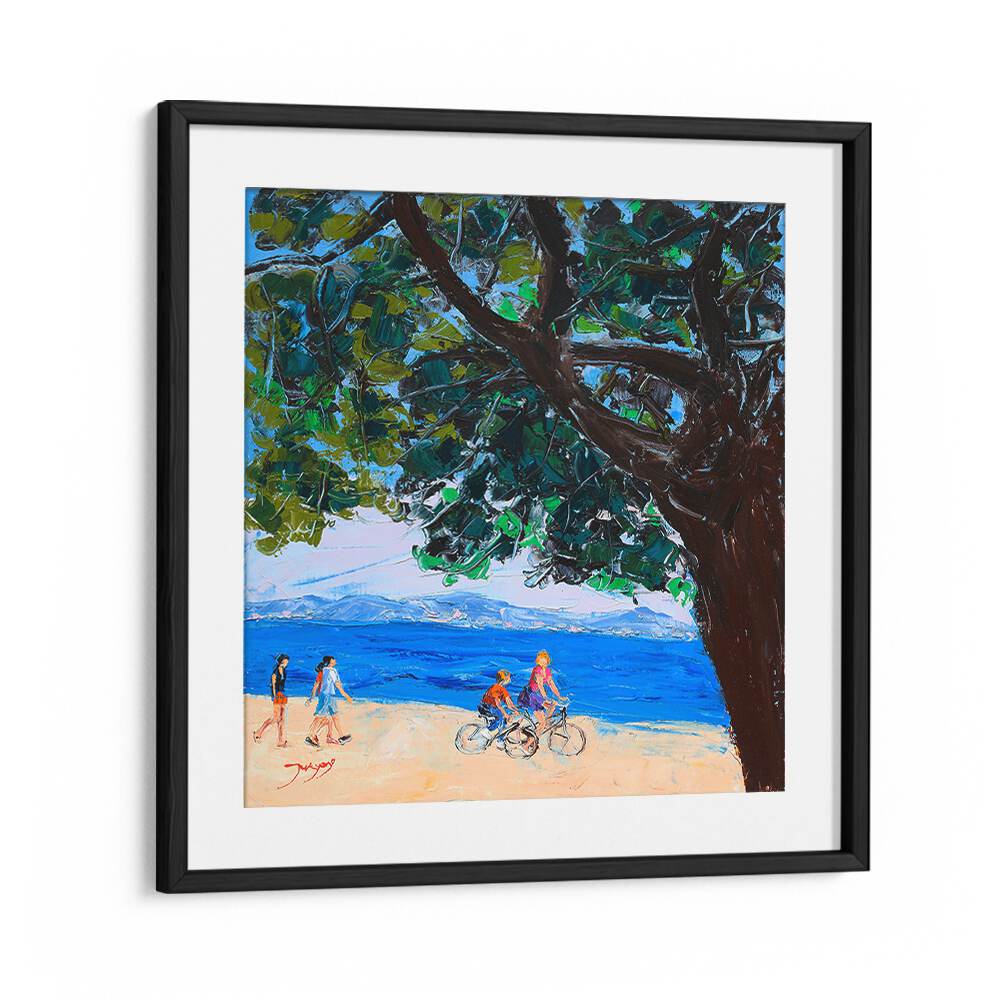 Colorful ON VACATION, BEACH PAINTINGS showcasing a serene beach scene with families enjoying a sunny day.