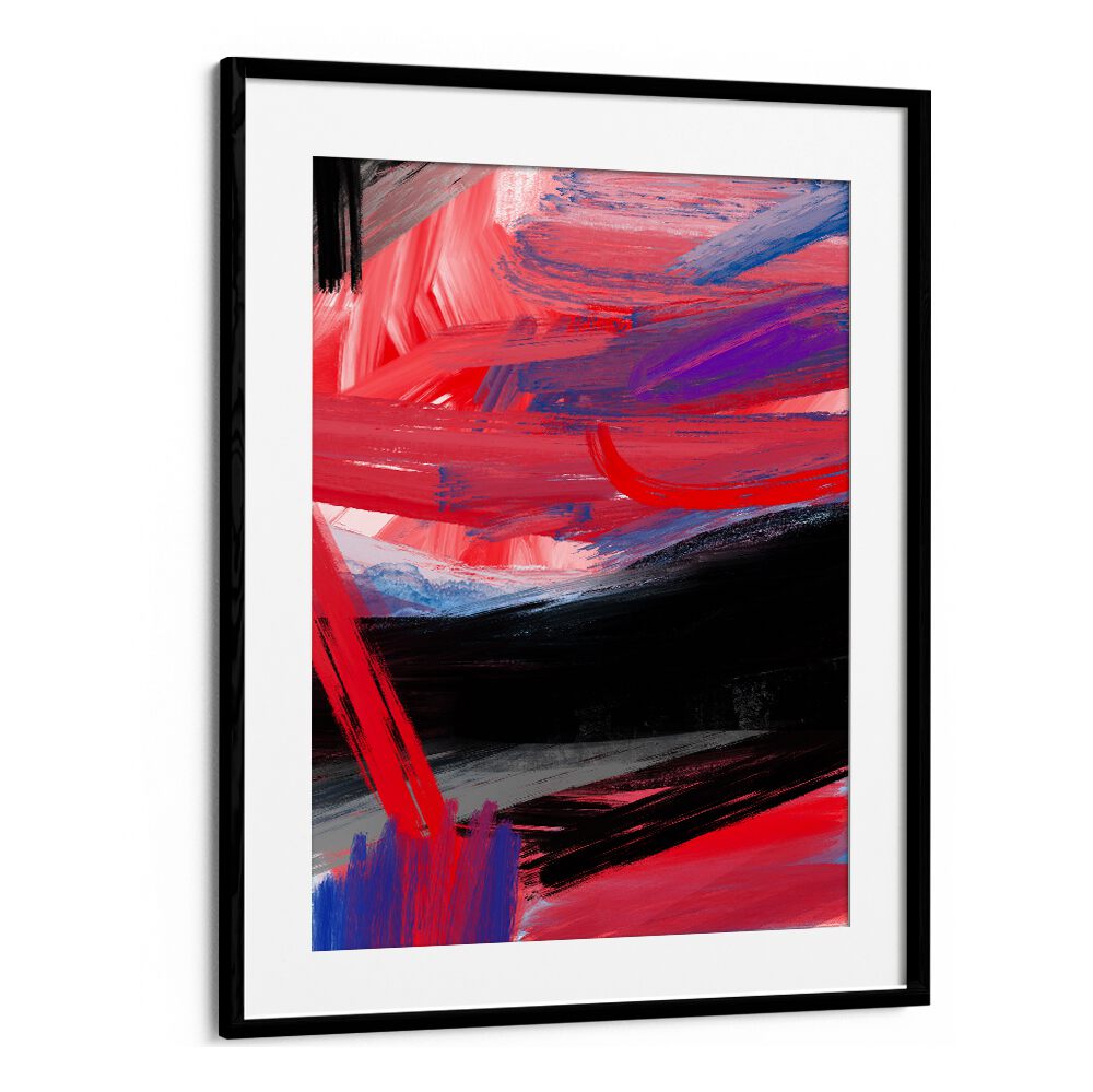 Bold red and black abstraction in contemporary art, perfect for elevating your space with striking décor.