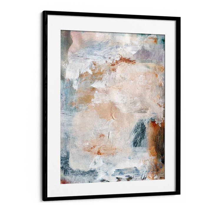 Stunning ADJUSTMENT, ABSTRACT PAINTINGS artwork featuring soft colors and textured layers in a sleek frame.