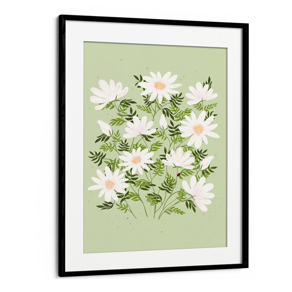 Delicate LADYBUG FLOWERS in this vibrant FLORAL FLOWER PAINTINGS piece, perfect for any nature lover's decor.