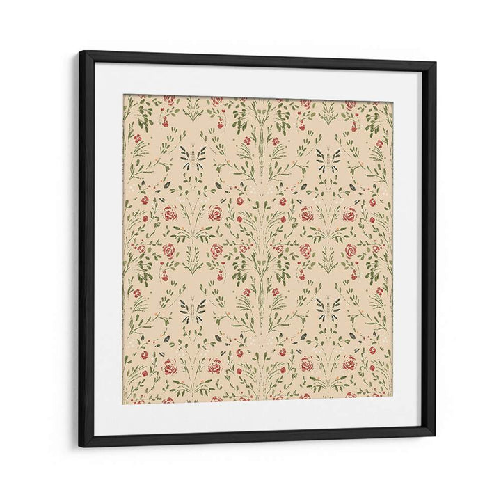 Delicate APTITUDE II, FLORAL FLOWER PAINTINGS featuring intricate floral patterns in a stylish black frame.