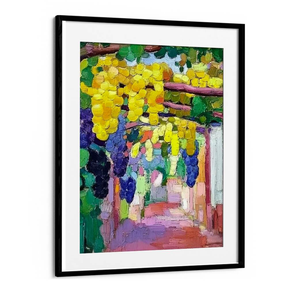 Bright and colorful depiction of GRAPES ON A PERGOLA, perfect for enhancing your outdoor space with natural beauty.