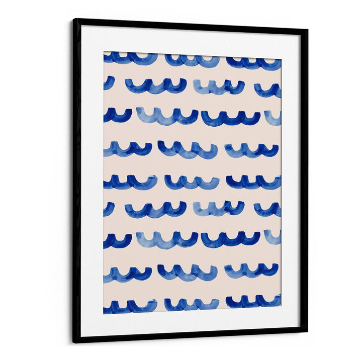 Serene BEACH HOUSE WAVES, BEACH PAINTINGS artwork evokes coastal tranquility with its calming blue wave patterns.