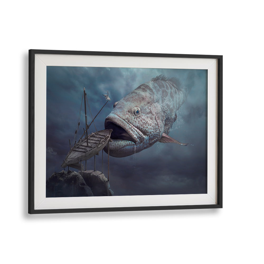 Surreal SHIP OF HOPE, PHOTOGRAPHY PRINTS featuring a giant fish and boat, blending imagination with art.